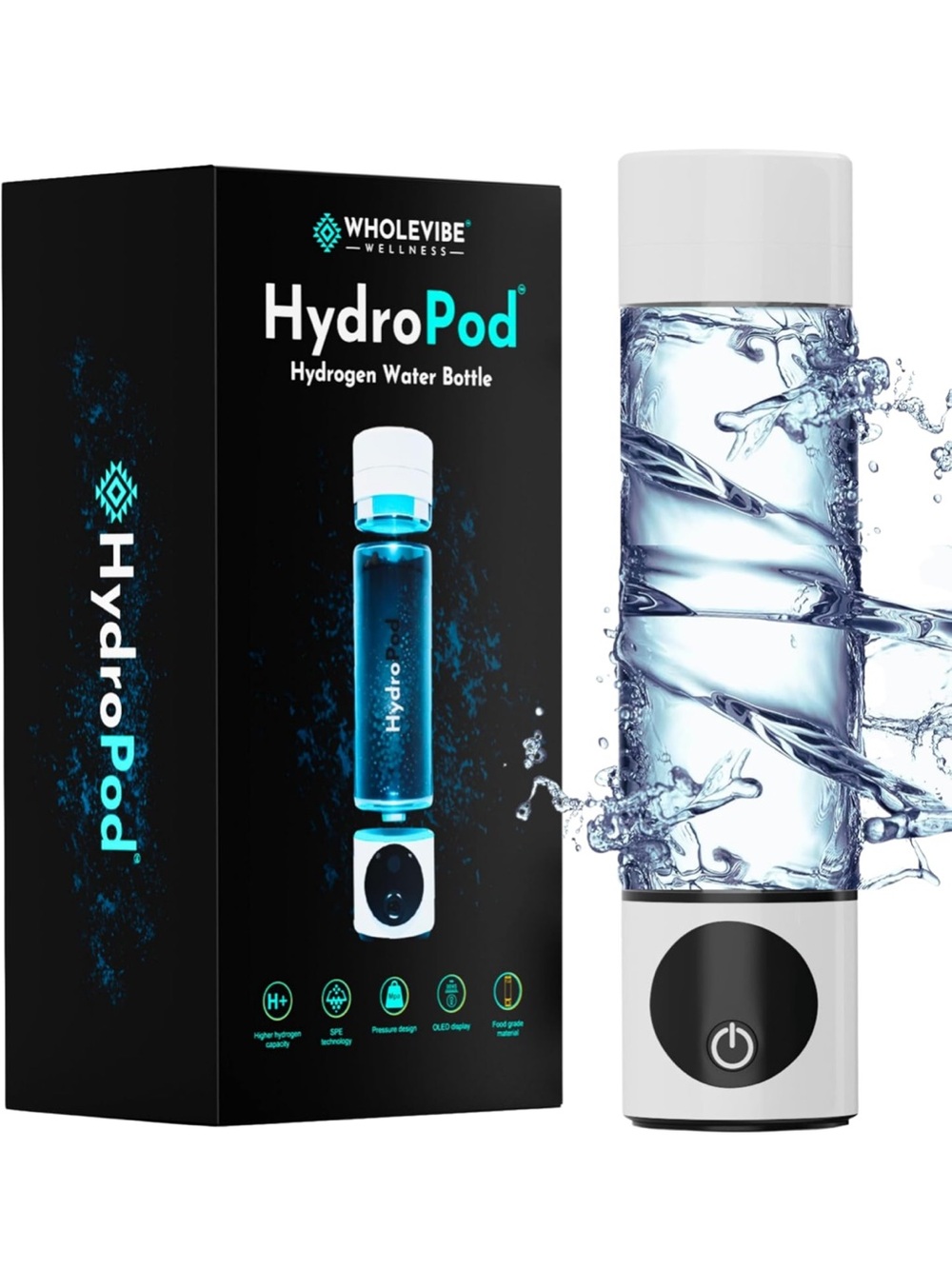 HydroPod Hydrogen Water Bottle - White new
